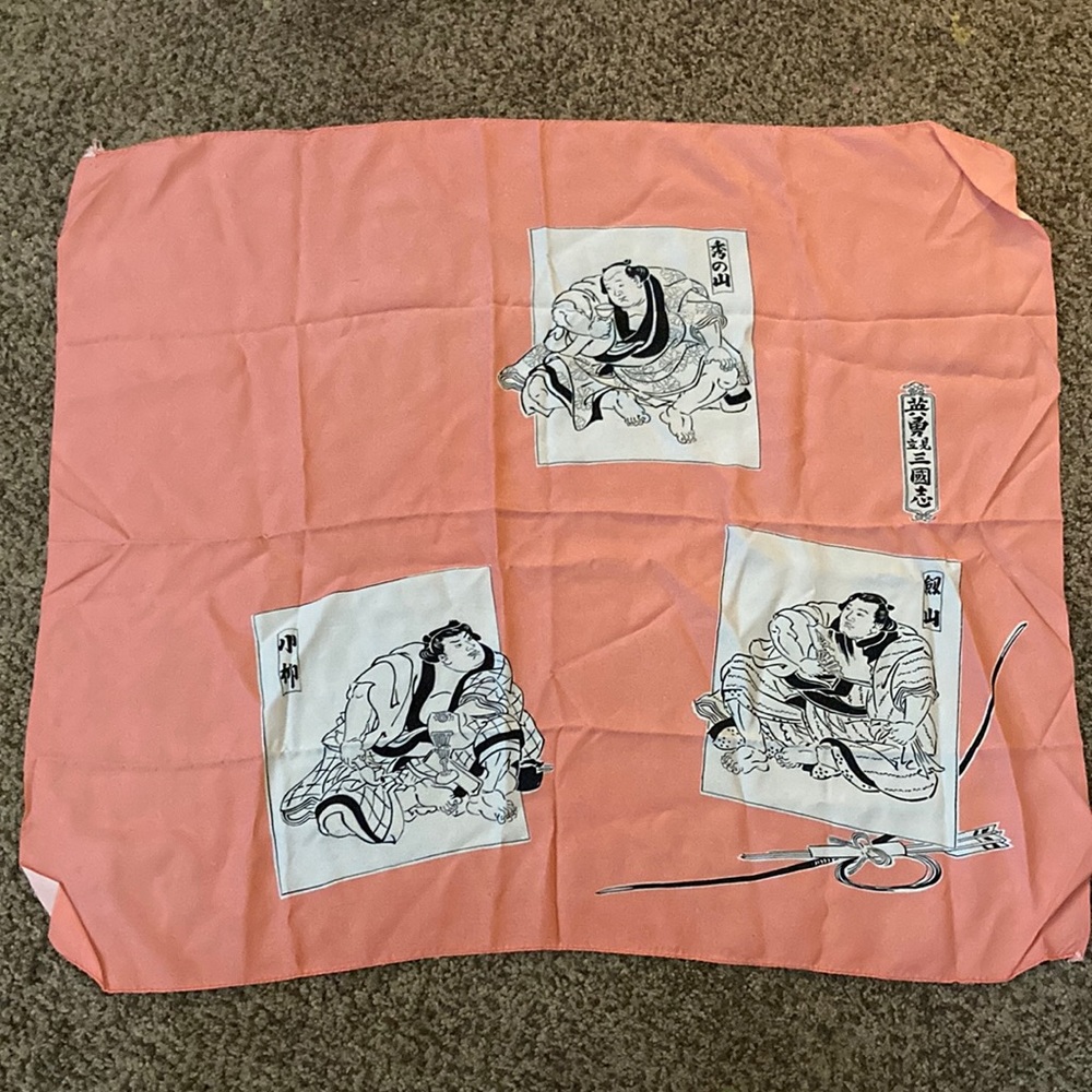 Vintage peach Chinese sumo wrestling scarf